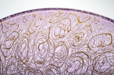 Michael Schunke and Josie Gluck, "Hyacinth Scribble," handblown glass sculptural vessel with glass pattern.