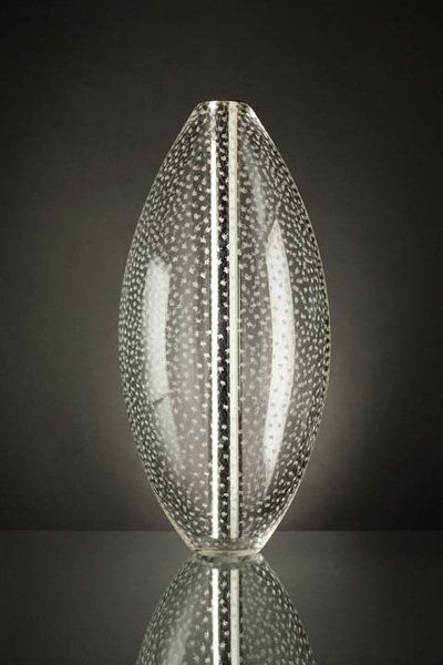 Michael Schunke, Tally Crucible. Hand-blown glass, engraved. Mirrored glass core. 